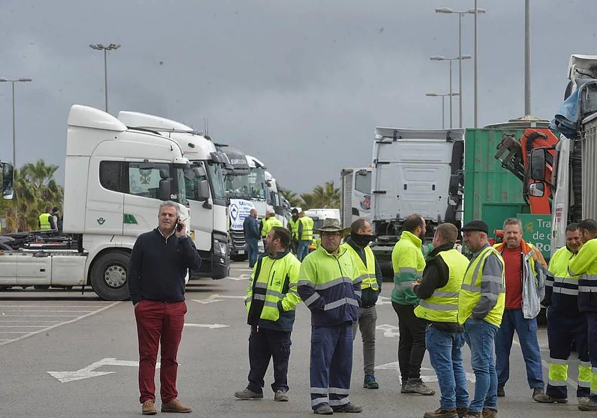 Protesta de camioneros en Murcia en una huelga convocada en el año 2022.
