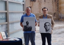 El director de la Fundación Miguel Hernández, Aitor Larrabide, y el presidente de ACMO, Ascensio Pérez, este miércoles.