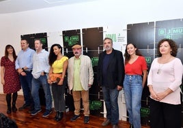 Marta Zafrilla, Daniel Torregrosa, Jerónimo Tristante, Alejandra Evui Salmerón Ntutumu, Ángel Montiel, Manuel Moyano, Natalia Benito y Rosario Guarino, en el carrusel músico-literario de la BRMU.