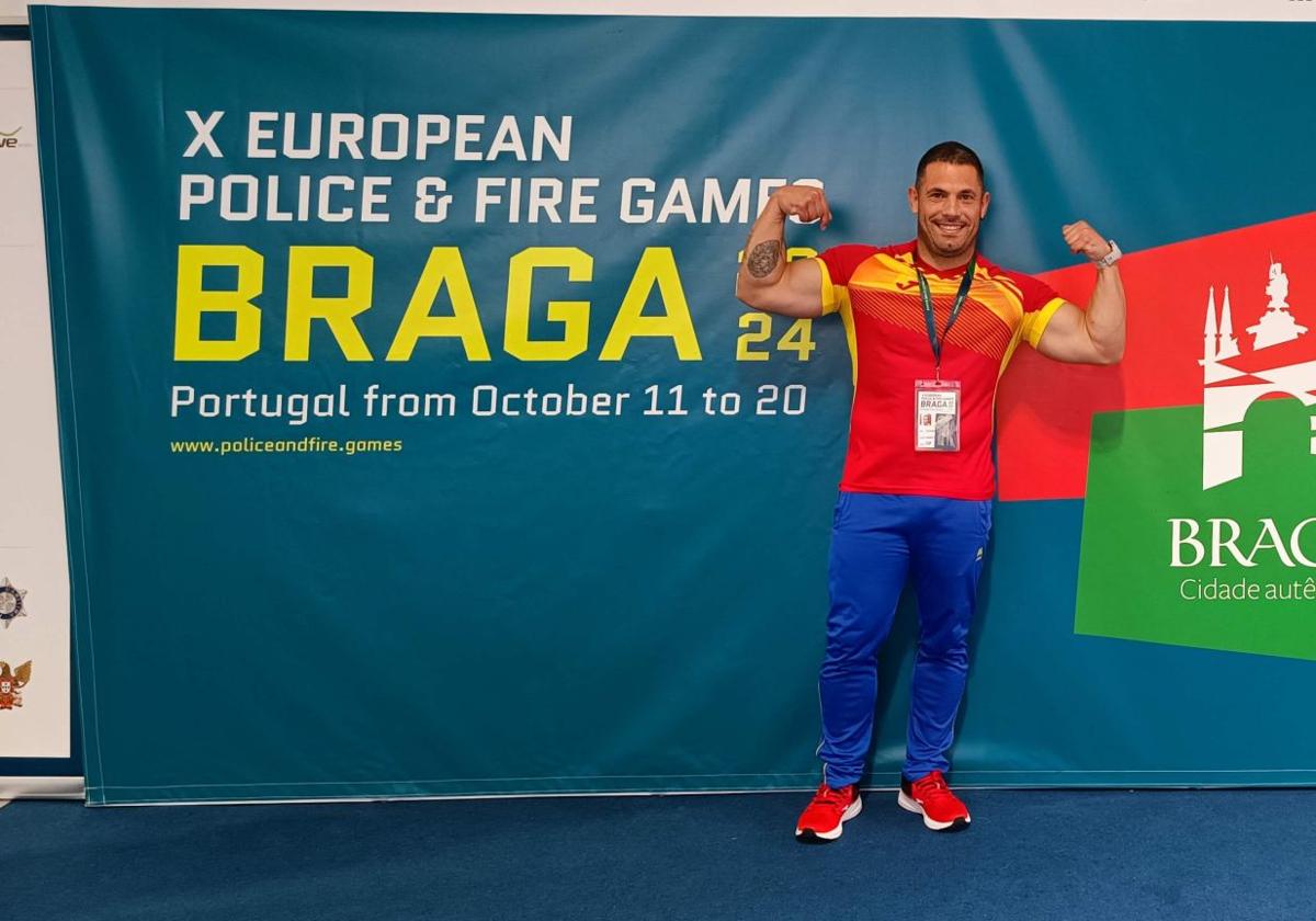 El agente Alejandro Barrón, en los X Juegos Europeos de Policías y Bomberos.