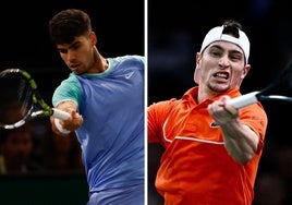 Carlos Alcaraz y Ugo Humbert, en el Masters de París.