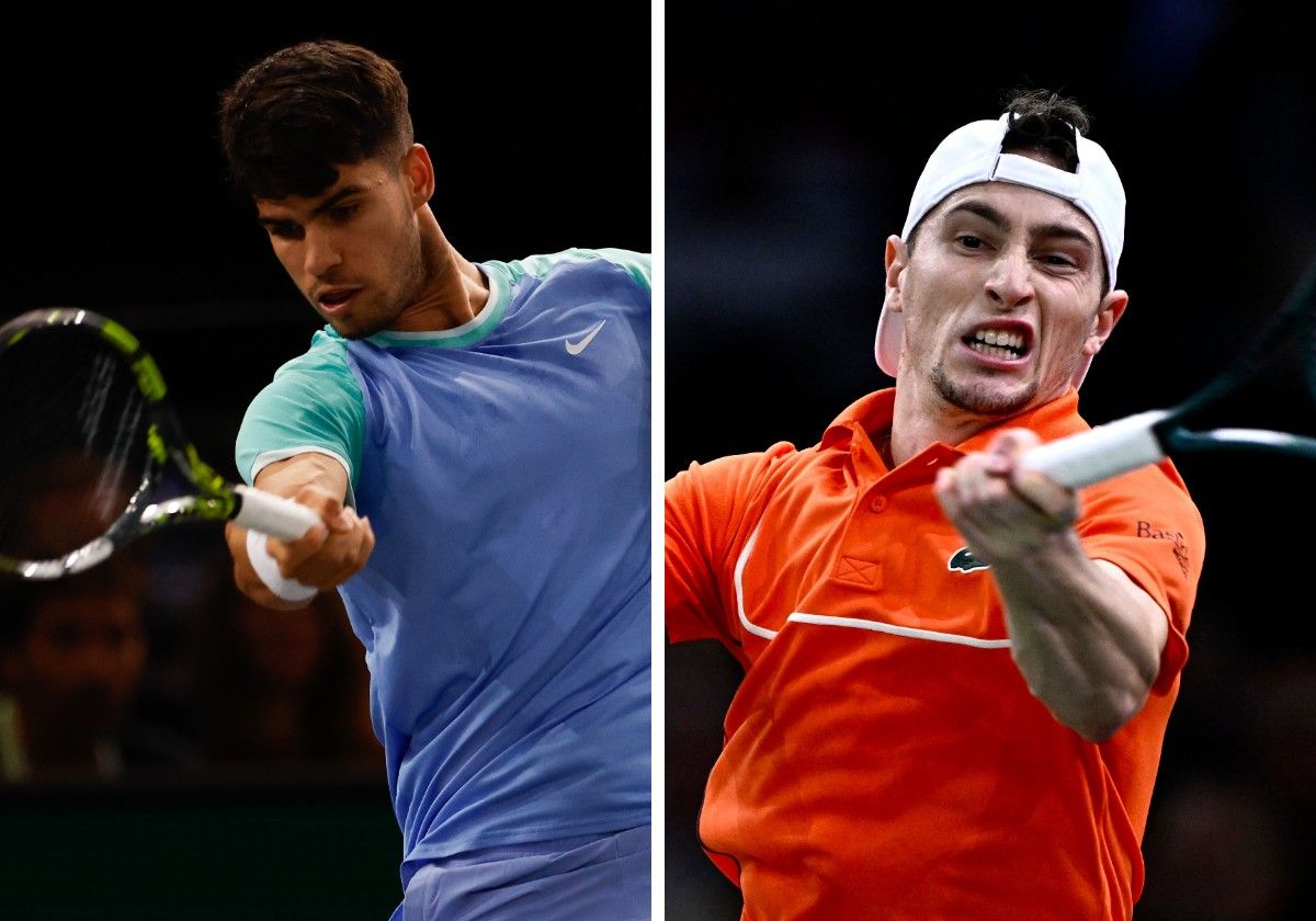 Carlos Alcaraz y Ugo Humbert, en el Masters de París.