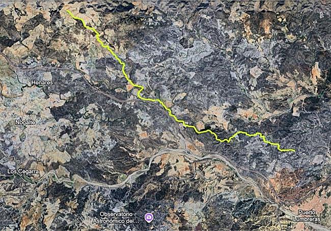 Trazado de la tubería, de 12,5 km, de Puerto Lumbreras a Zarzalico.