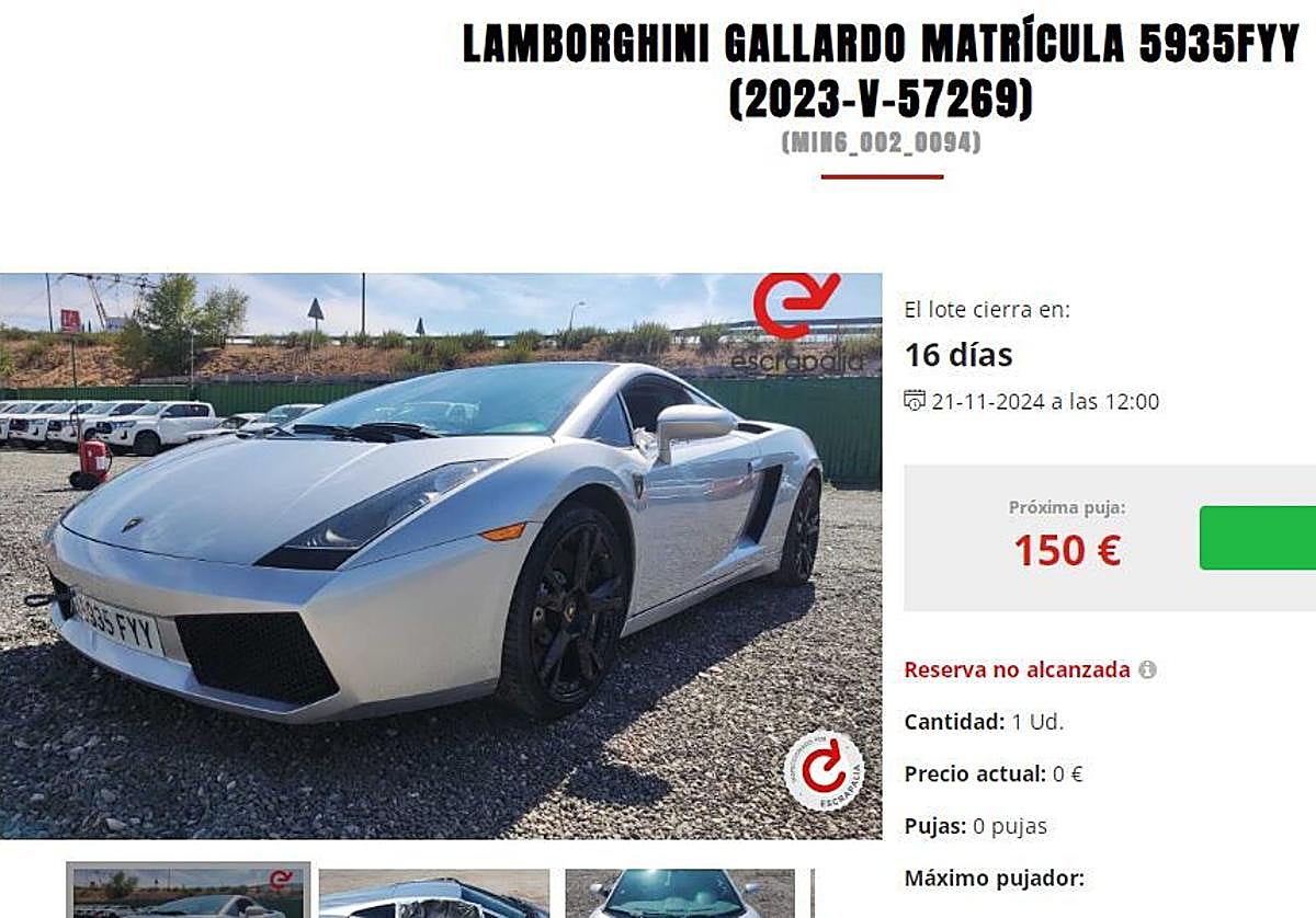 Captura de pantalla de uno de los vehículos puestos a subasta.