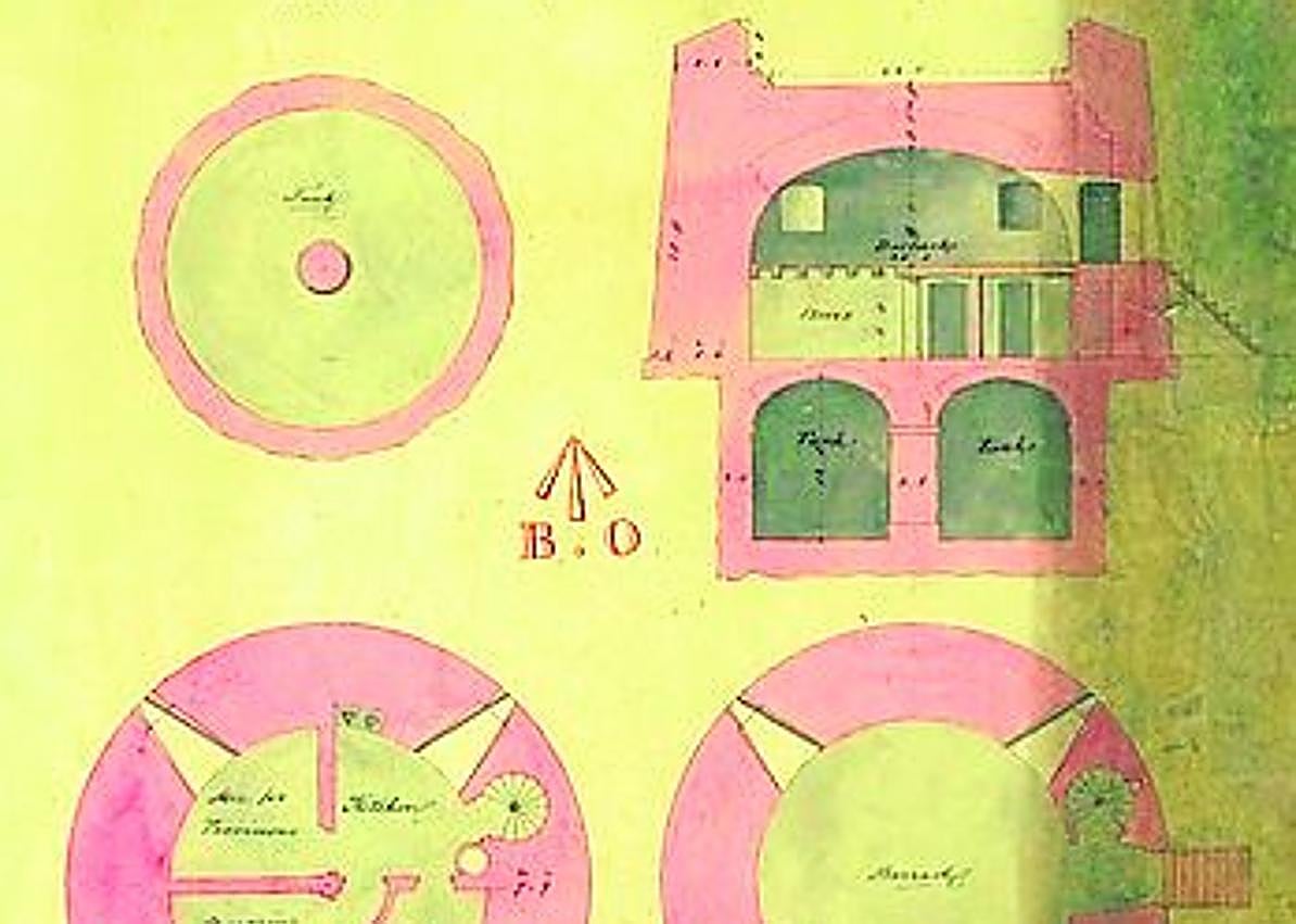 Imagen secundaria 1 - Arriba, el cartagenero Baltasar Hidalgo de Cisneros, presidente de la Junta de Gobierno de la ciudad. Abajo, plano original inglés de la torre de San Julián y bando de creación de la Junta de Gobierno de Cartagena.