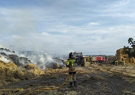 Varios efectivos sofocan las llamas.