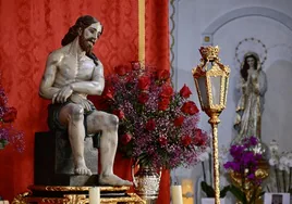 El Cristo de la Paciencia, ya restaurado, en la iglesia de Santa Catalina este miércoles.