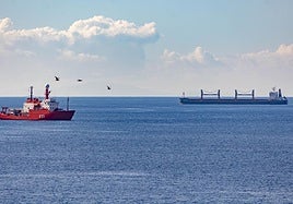 Dos buques, se aproximan al Puerto de Cartagena en una imagen tomada a mediados de noviembre.
