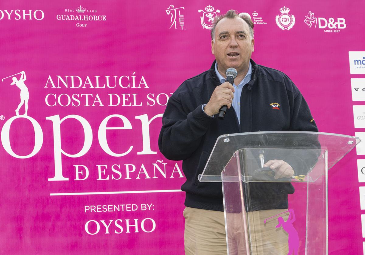 El consejero Bernal durante su intervención en el Open de España.