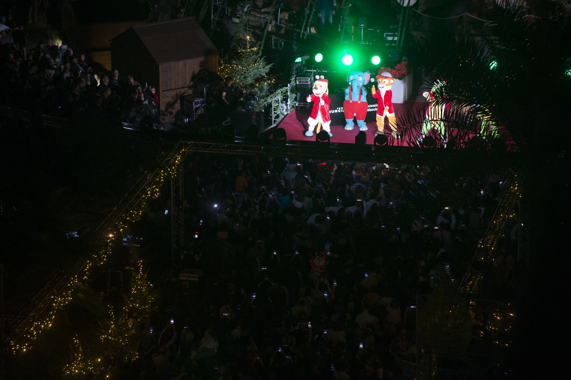 El encendido del Gran Árbol de Navidad de Murcia, en imágenes