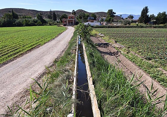 Acequia de riego en la huerta de la Ribera de Molina.