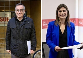Los precandidatos Diego Conesa e Inmaculada Sánchez Roca este lunes.