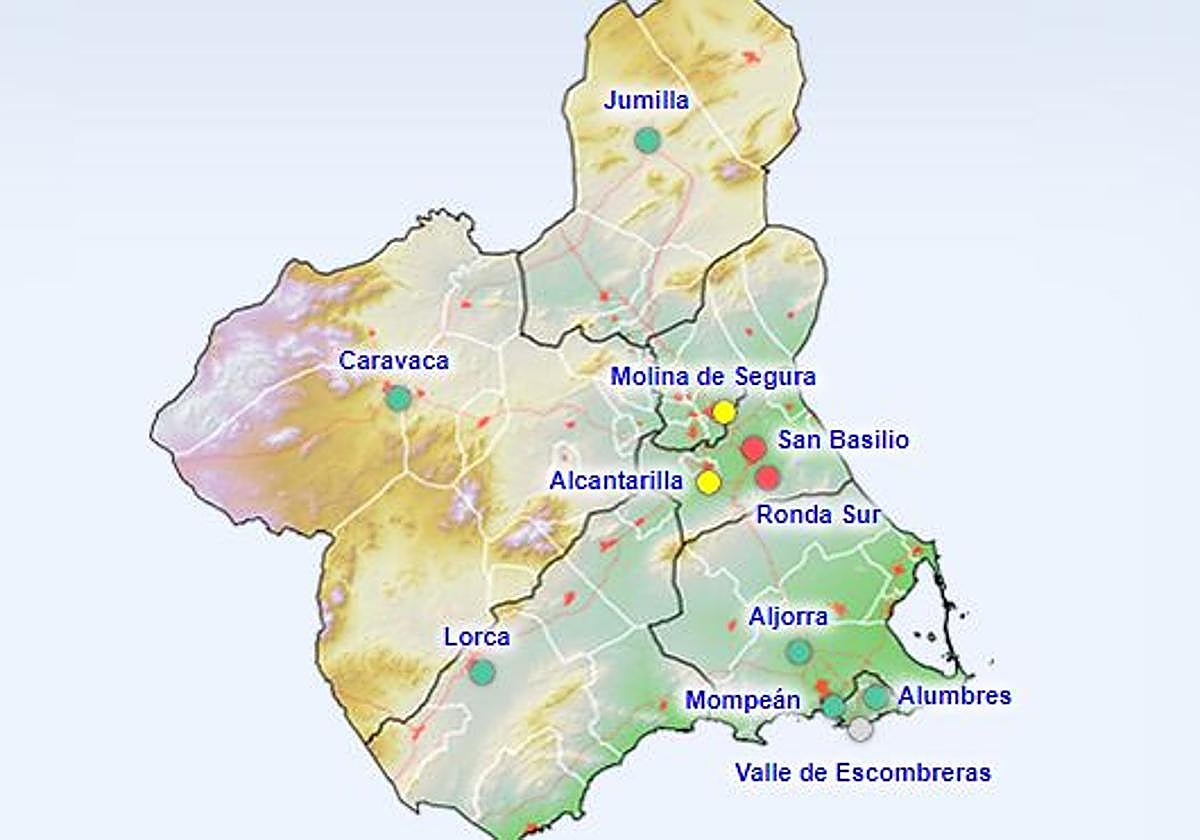 Mapa de la calidad del aire este miércoles a las 11 horas.