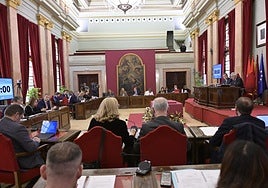 Los concejales intervienen durante el Pleno, este jueves.