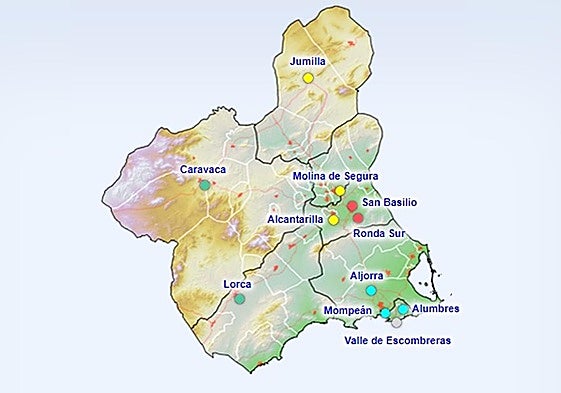 Mapa de la calidad del aire este lunes a las 8 horas.
