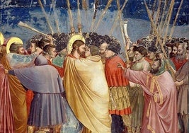 'El beso de Judas', deGiotto, fresco ubicado en la Capilla Scrovegni de Padua.