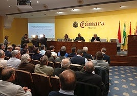 La reunión del Consejo del Agua, este martes, en la Cámara de Comercio de Murcia.