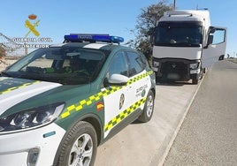 El camión que conducía en sentido contrario por la autovía.