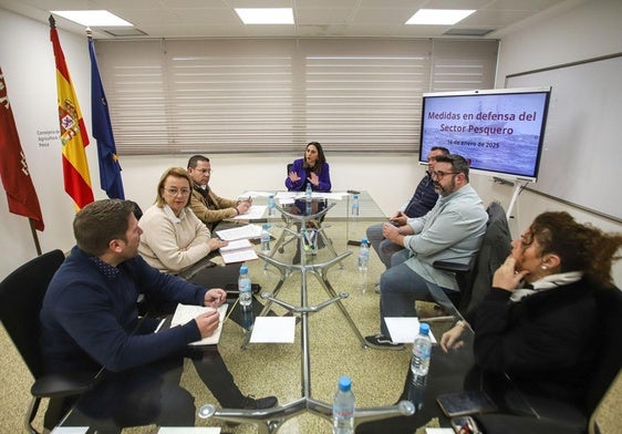 La reunión de la consejera Sara Rubira, este jueves, con los representantes de las Cofradías de Pescadores.