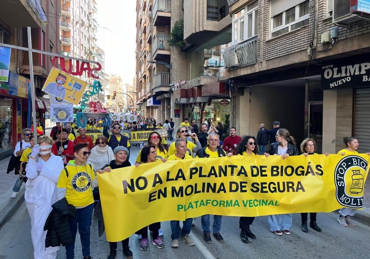 Manifestación en contra de la planta de biogás en Molina, el pasado sábado.