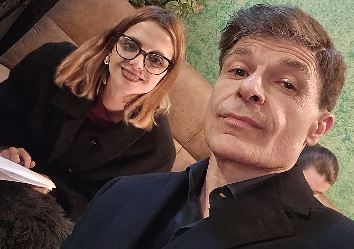 Macarena Gómez y Nacho Guerreros durante el rodaje en Madrid.