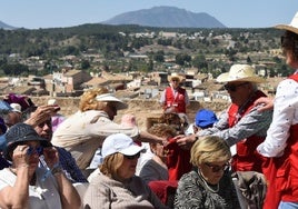 Varios voluntarios realizando la colecta en una celebración en la explanada de la basílica.