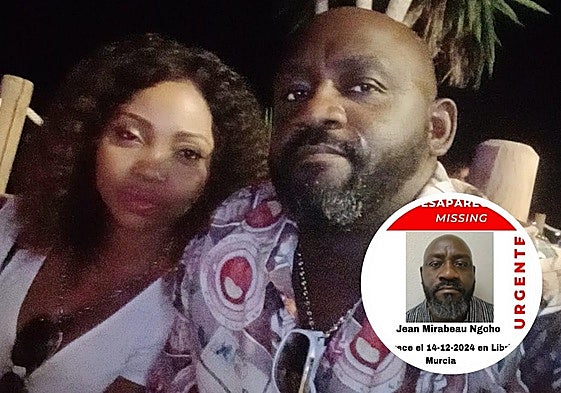 Isabella con su esposo Jean Mirabeau. En pequeño, el cartel de la Asociación SOS Desaparecidos.