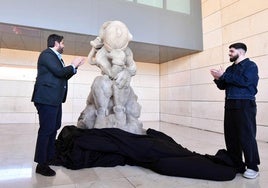 Fernando López Miras y Joaquín Ganga durante la inauguración