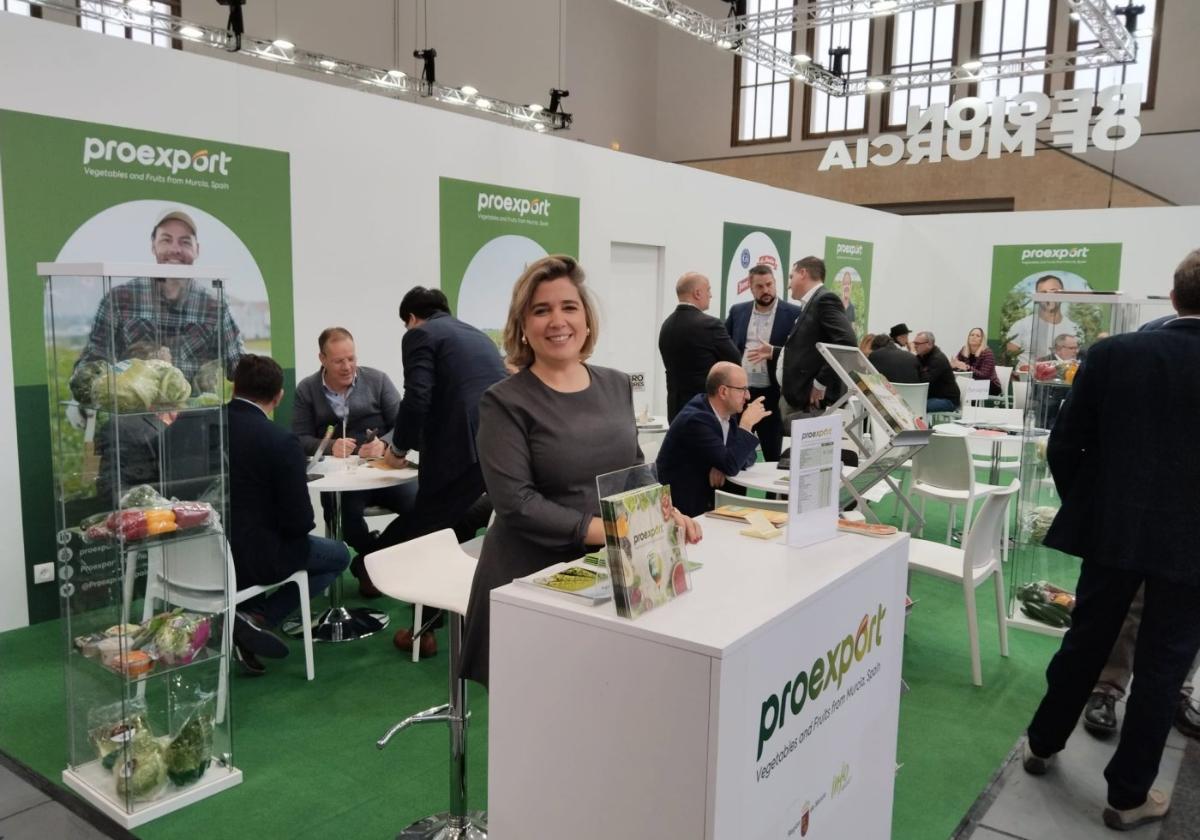 El estand de Proexport en FruitLogistica, en plena actividad deencuentros comerciales porparte de los asociados.