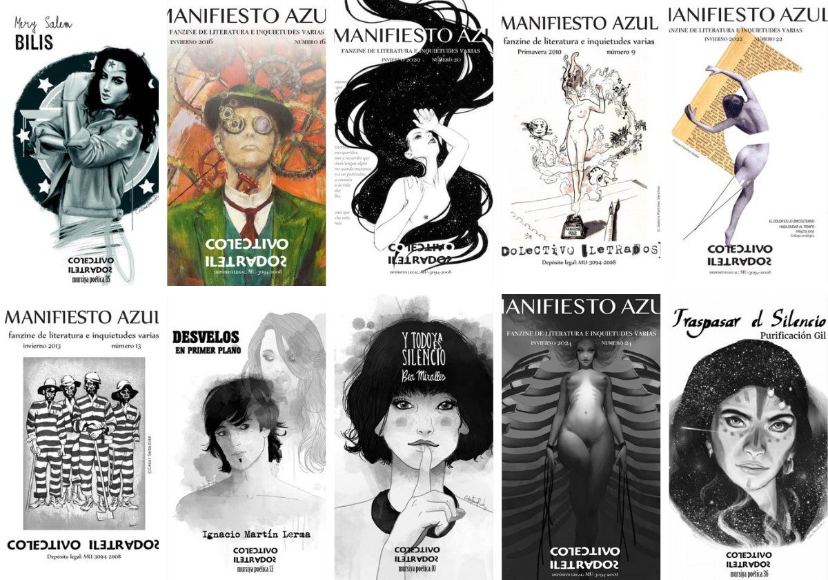 Números del fanzine 'Manifiesto Azul'.