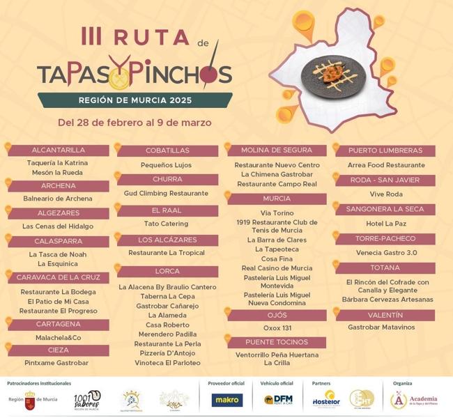 Cartel oficial de la III Ruta de Tapas y Pinchos de la Región de Murcia.