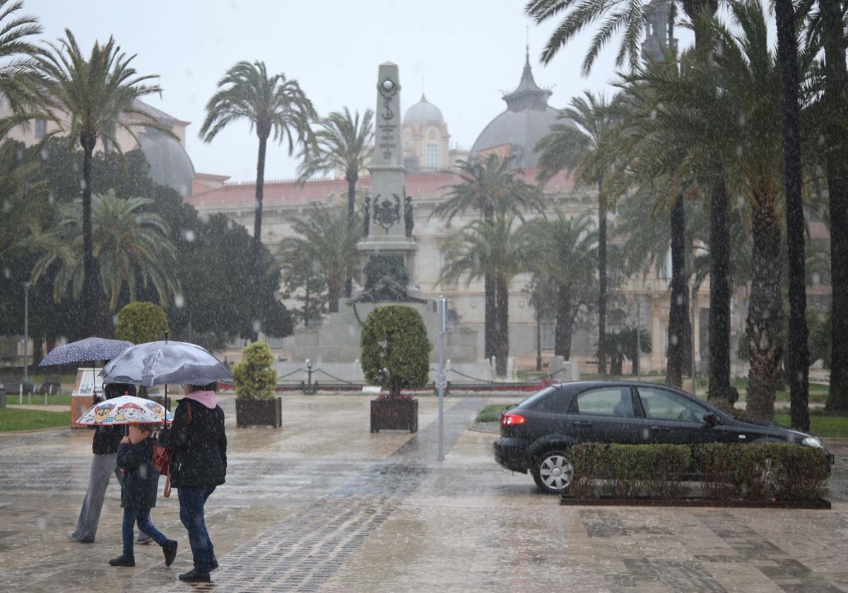 Lluvia en Cartagena, este sábado.