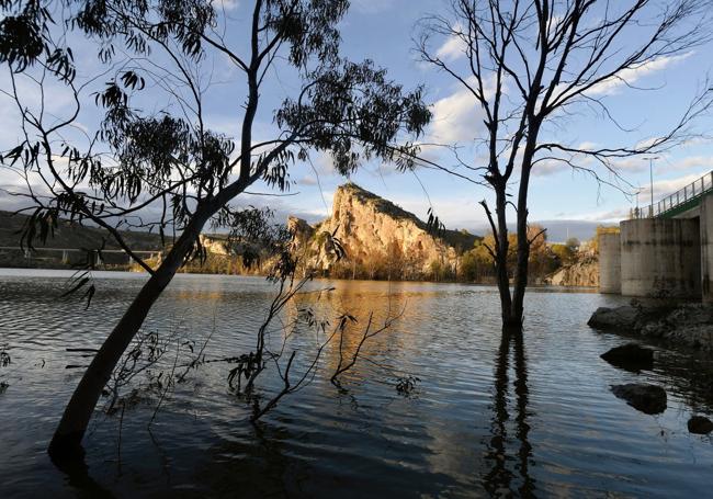 Aspecto que presentaba ayer el pantano de La Cierva, que ha duplicado su volumen de agua respecto a las reservas que tenía en febrero.