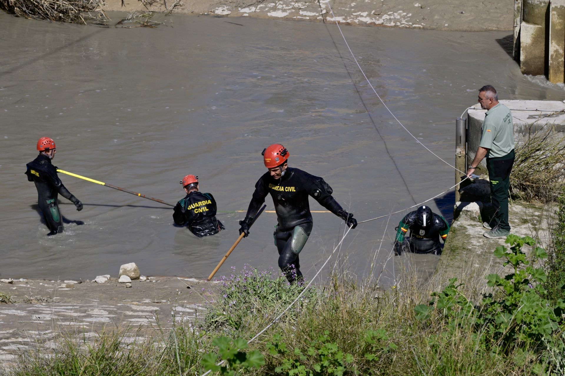 Imágenes del cuarto día de búsqueda de un hombre en el río Segura