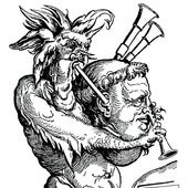A coscaletas. Grabado datado en 1595 y que representa al diablo controlando la voluntad de un clérigo de la época.