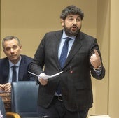 López Miras, en el Pleno de la Asamblea Regional, este miércoles.