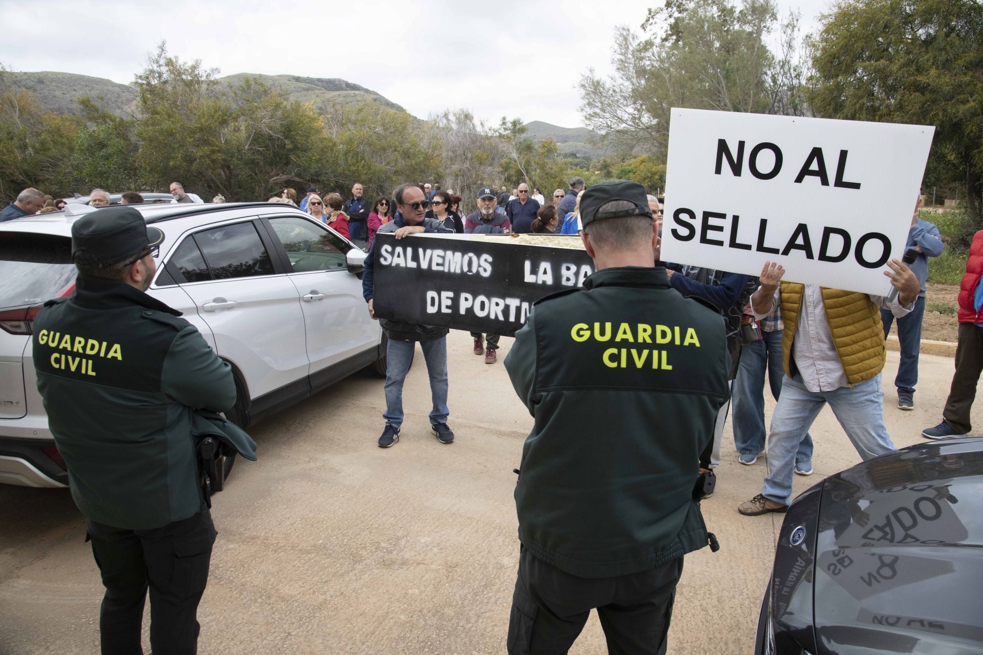 La manifestación con motivo de la reunión para la regeneración de la bahía de Portmán, en imágenes