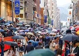 Asistentes a la Semana Santa de Lorca, el pasado Domingo de Ramos.