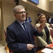 Vélez, con Carmina Fernández, en un Pleno reciente.