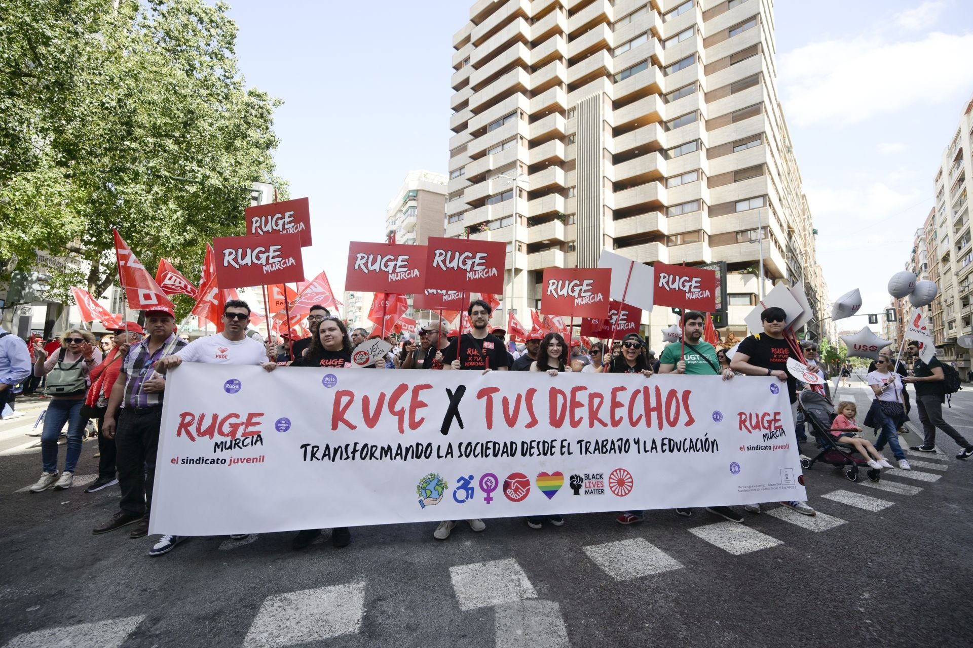 Las imágenes de la manifestación del Primero de Mayo en Murcia