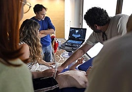 Un niño se somete a una ecografía durante una jornada de formación.