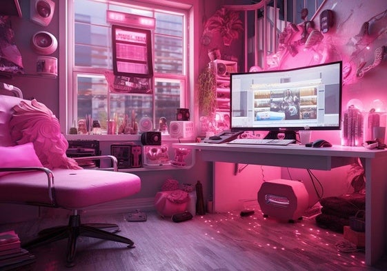 Ordenador de escritorio en una habitación 'gamer'.