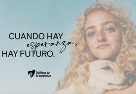 La imagen de la inteligencia artificial LucIA, en un cartel de la nueva campaña de Teléfono de la Esperanza.