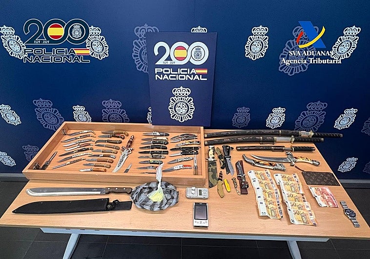 Objetos intervenidos por la Policía Nacional.