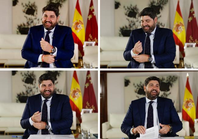 Secuencia de imágenes del jefe del Ejecutivo regional durante la entrevista, que tuvo lugar en el Palacio de San Esteban.