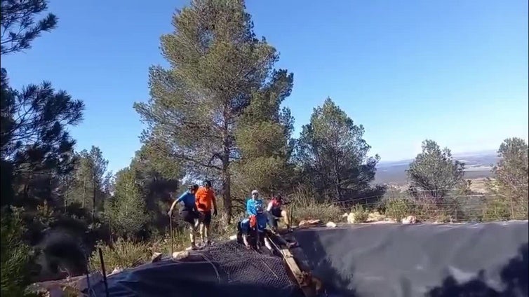Unos ciclistas rescatan a tres perros de una balsa de riego en Bullas
