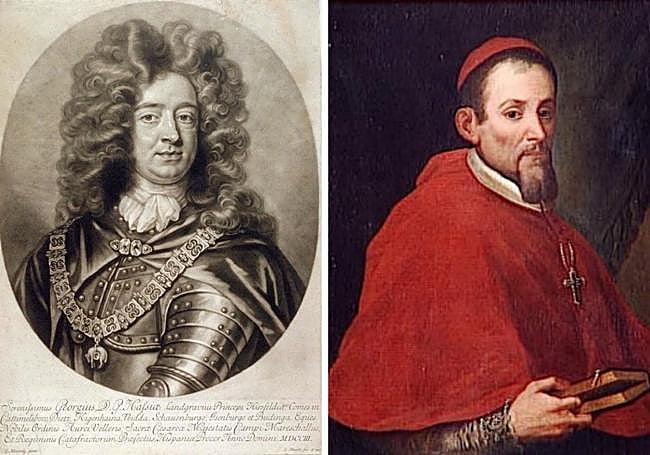 El príncipe Hesse-Darmstadt y el cardenal Luis Antonio Belluga.
