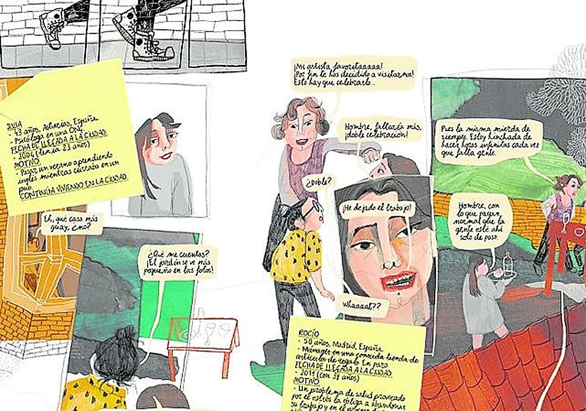 Imagen principal - Algunas páginas del libro 'Una casa en La Ciudad' de Ilu Ros.