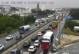 El enlace de la A-30 con la A7, en Murcia, este viernes.