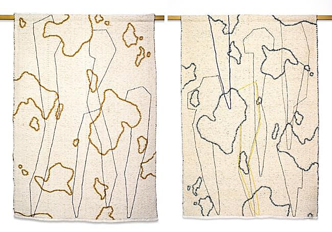 Obras de la serie 'Vida cotidiana IV' (2024). Jarapa y algodón cosido.